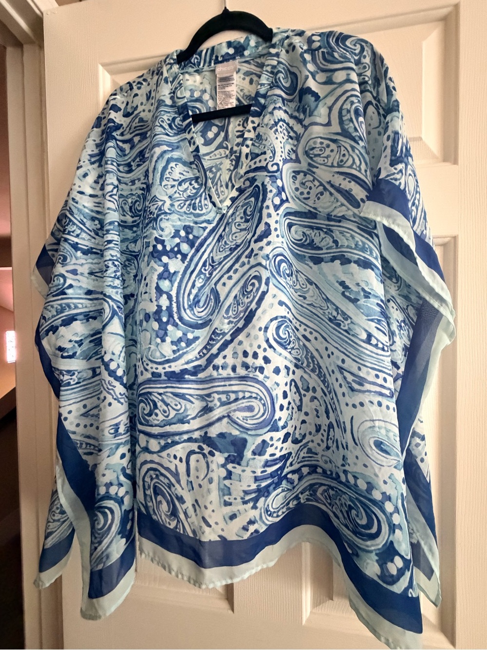 Chico's Blue Paisley V-Neck Blouse
